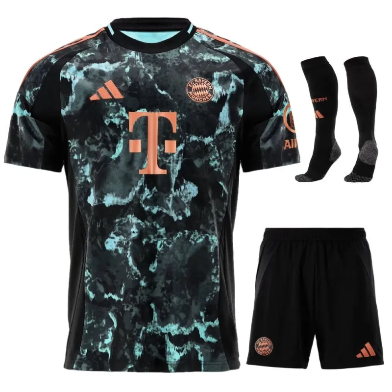 Bayern Munich 2024/25 Kids Away Jersey Set Replica - Black