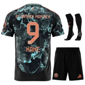 Kinder-Auswärts-Trikot-Set von Bayern München 2024/25 - Fan-Version (Schwarz, Kane)
