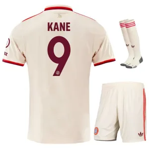 Kit Terza Junior Bayern Munich 2024/25 con Kane - Versione Tifoso (Cremisi)
