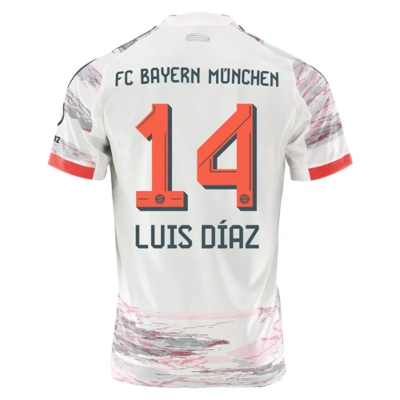 Bayern Munich LUIS DIAZ Kids Kit Away Jersey 2025/26 - White