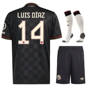 Bayern Munich LUIS DIAZ 2025/26 Third Kids Kit Jersey - Black