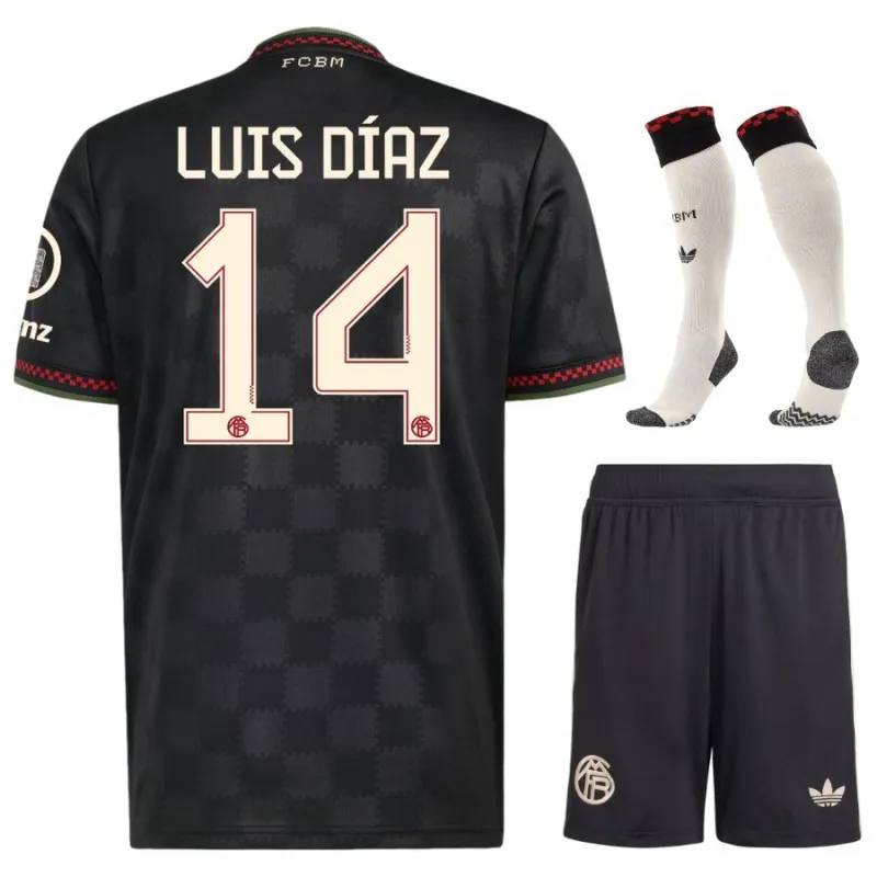 Bayern Monaco LUIS DIAZ 2025/26 Terza Maglia Bambino - Nero