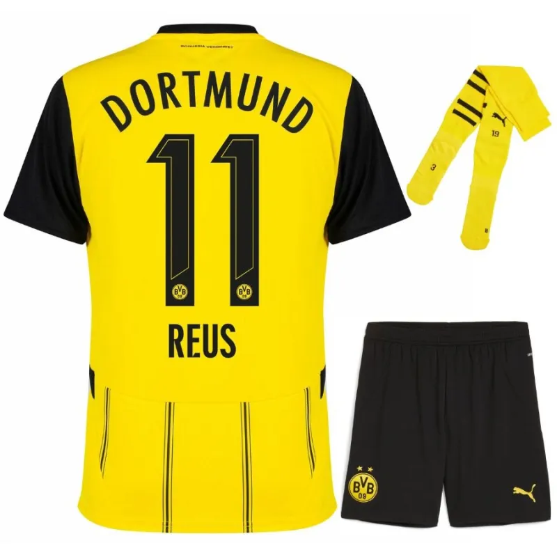 Kids' 2024/25 Borussia Dortmund Home Kit with Reus - Fan Version (Yellow)