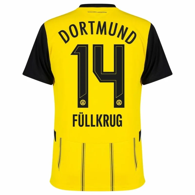 Kids' 2024/25 Borussia Dortmund Home Kit with Fullkrug - Fan Version (Yellow)