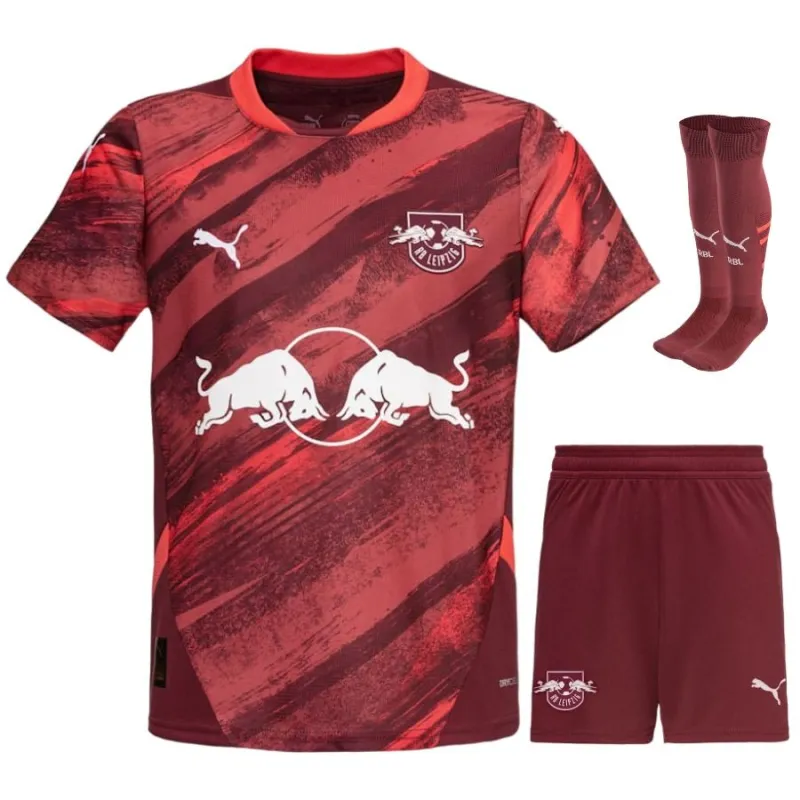 Camiseta RB Leipzig Visitante Infantil 2024/25 Conjunto Rojo