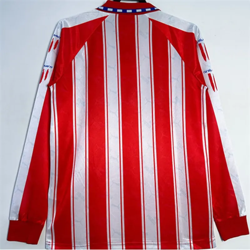 Atletico Madrid Retro Langarm-Trikot 1994/95 Heimspiel - Rot/Weiß
