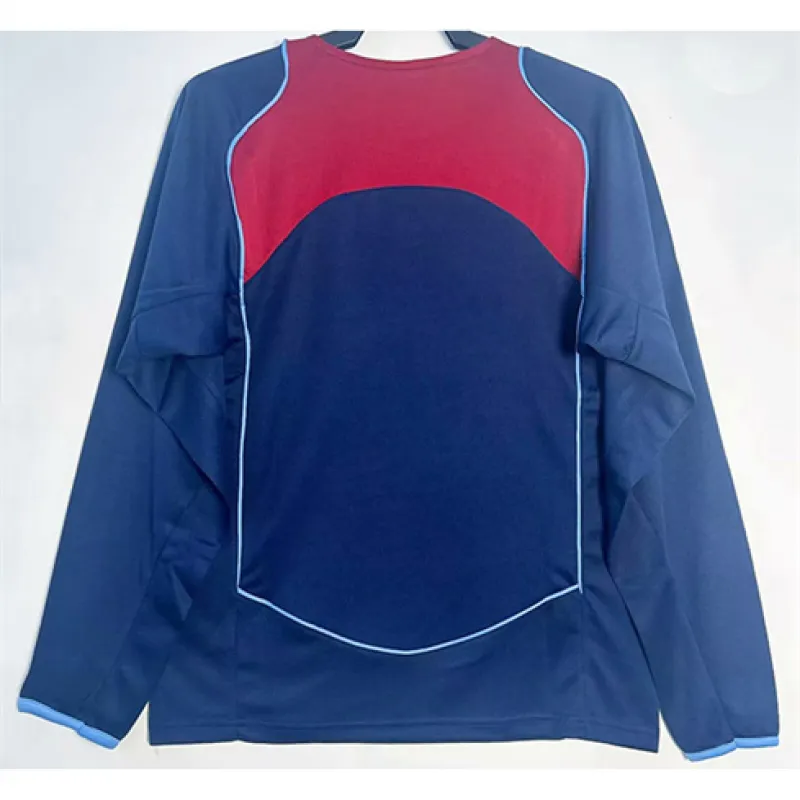 Atletico Madrid Retro Langarm-Trikot 2004/05 Auswärtsspiel - Blau