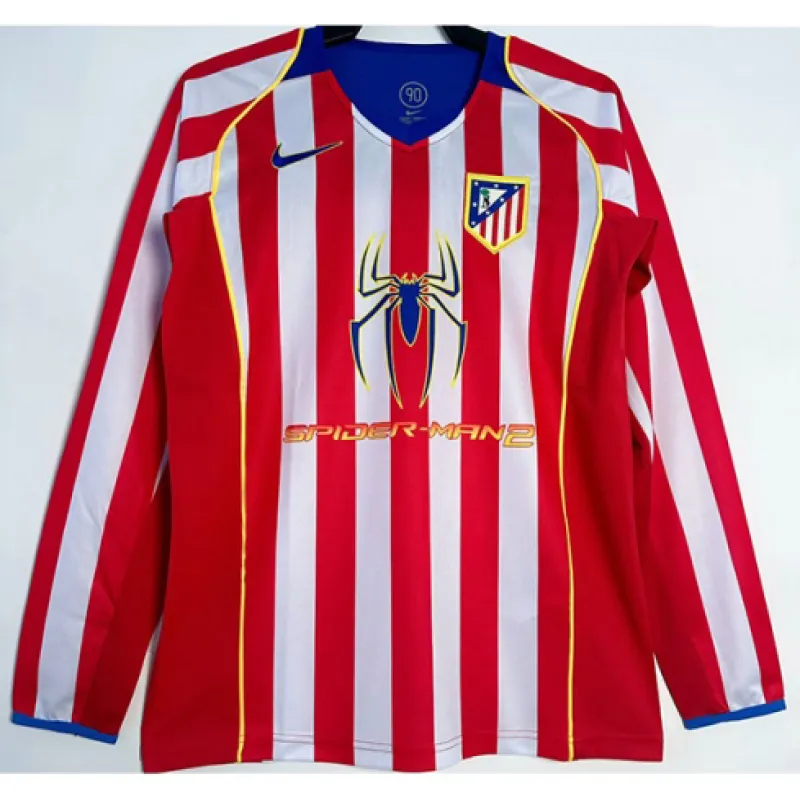 Maglia retrò a maniche lunghe di Atletico Madrid 2004/05 in casa - Rosso/Bianco