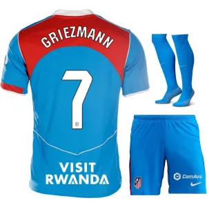 Atletico Madrid GRIEZMANN 2025/26 Kids' Third Jersey Set - Blue