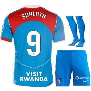 Atletico Madrid SØRLOTH 2025/26 Kids' Third Jersey Set - Blue