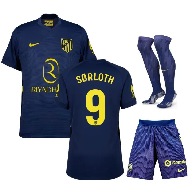 Atletico Madrid SØRLOTH 2025/26 Kids Away Kit - Blue