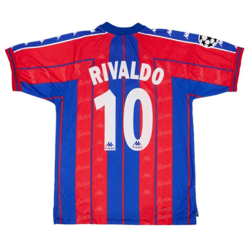 Barcellona RIVALDO 1997/98 Maglia Casa Retro - Rosso/Azzurro