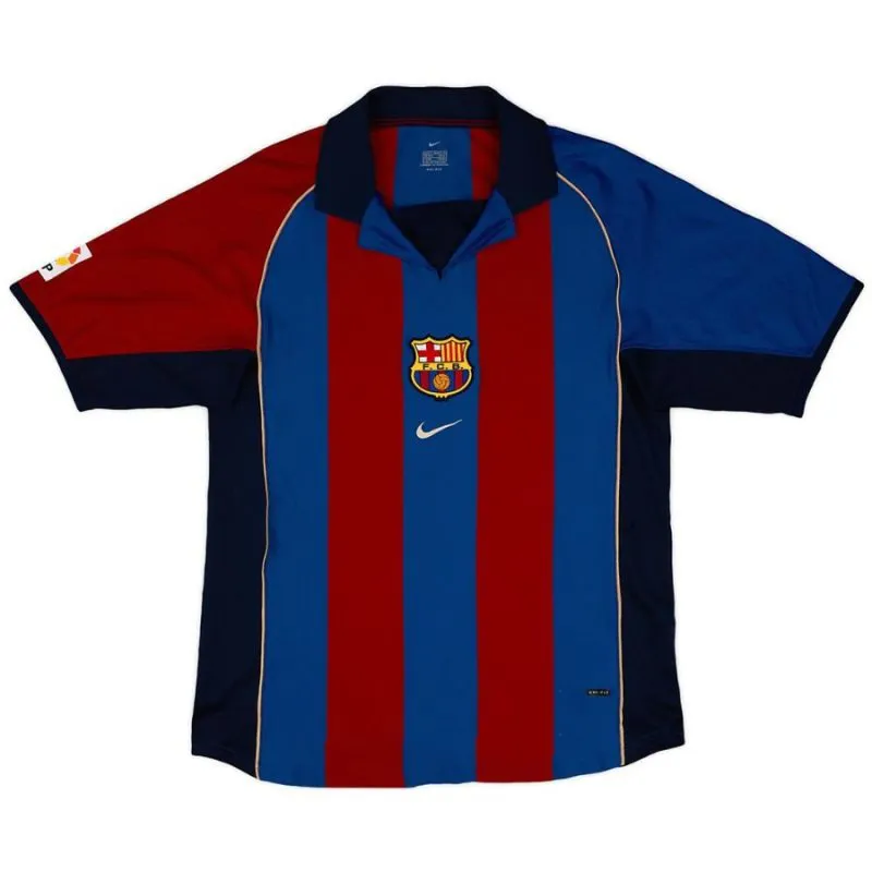Barcellona XAVI 2001/02 Maglia Casa Retro - Rosso/Azzurro