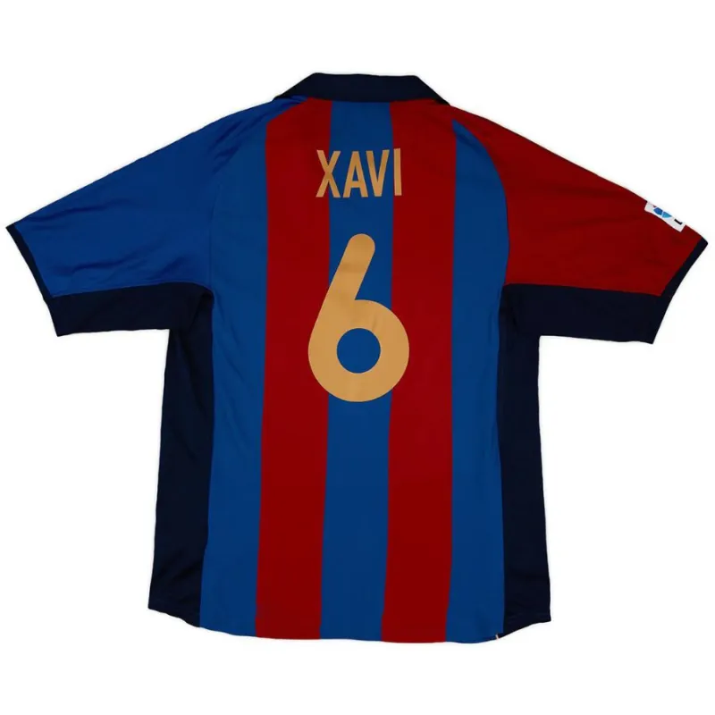 Barcellona XAVI 2001/02 Maglia Casa Retro - Rosso/Azzurro
