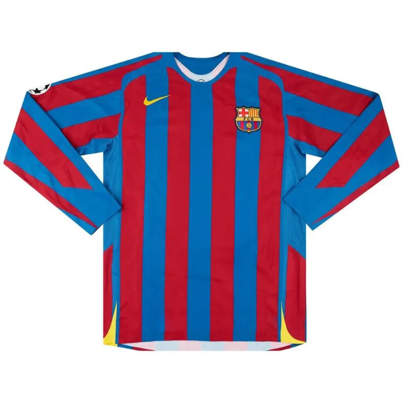 ​​Barcelona 2005/06 Retro Home Long-Sleeve Jersey - Red/Blue​​