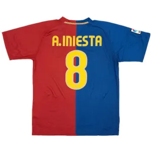 Barcelona A.INIESTA 2008/09 Retro Home Jersey - Red/Blue