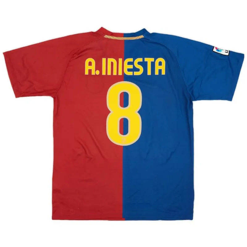 Barcelona A.INIESTA 2008/09 Retro Home Jersey - Red/Blue