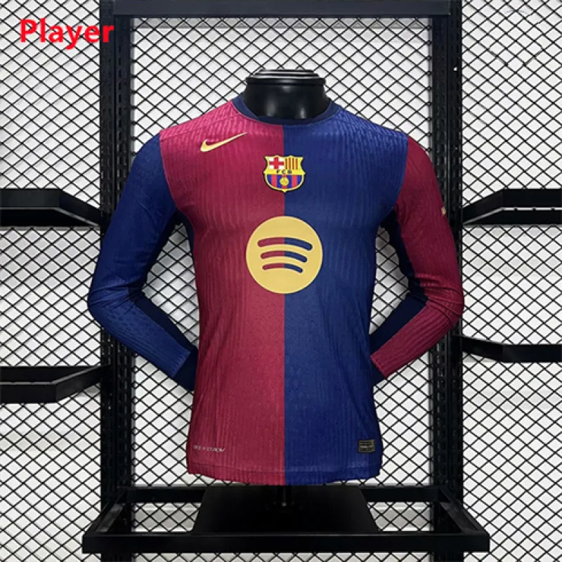 FC Barcelona Long Sleeve Home Player Version Jersey 2024/25 - Red/Blue