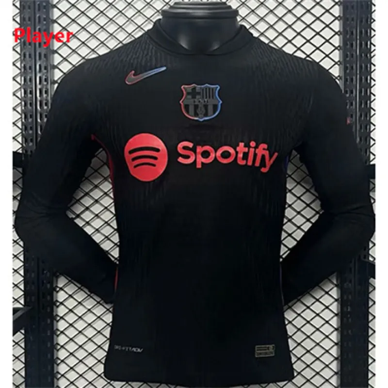 FC Barcelona Long Sleeve Away Player Version Jersey 2024/25 - Black