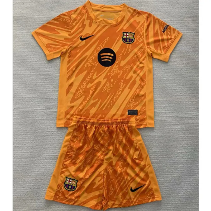 FC Barcelona Maglia e pantaloncini di portiere per bambini 2024/25 - Arancione