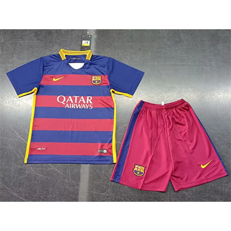 Maglia retrò per bambini del FC Barcelona 2015/16 campo casa - Rosso/Azzurro