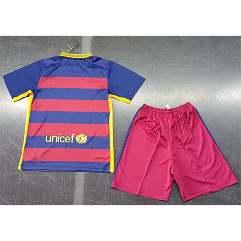 Maglia retrò per bambini del FC Barcelona 2015/16 campo casa - Rosso/Azzurro