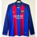 Maillot rétro à manches longues du FC Barcelona 2016/17  domicile - Rouge/Bleu