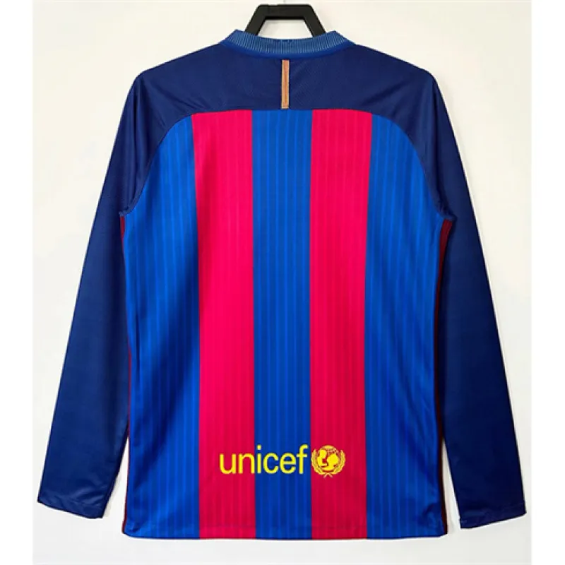 Maillot rétro à manches longues du FC Barcelona 2016/17  domicile - Rouge/Bleu