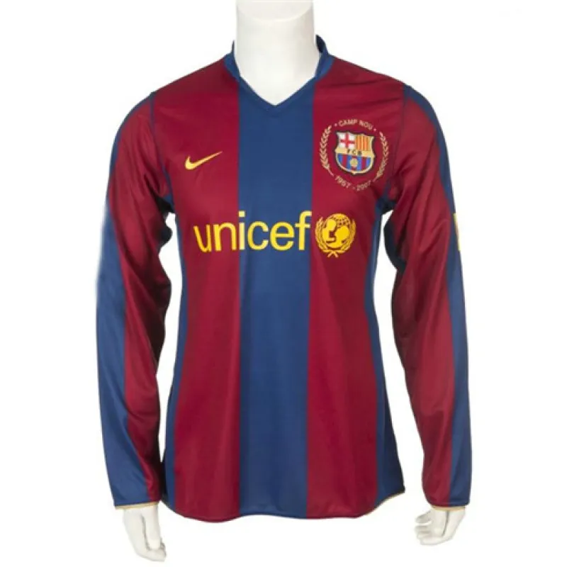 Camisa retro de manga larga del FC Barcelona Edición conmemorativa 1957-2007 - Rojo/Azul