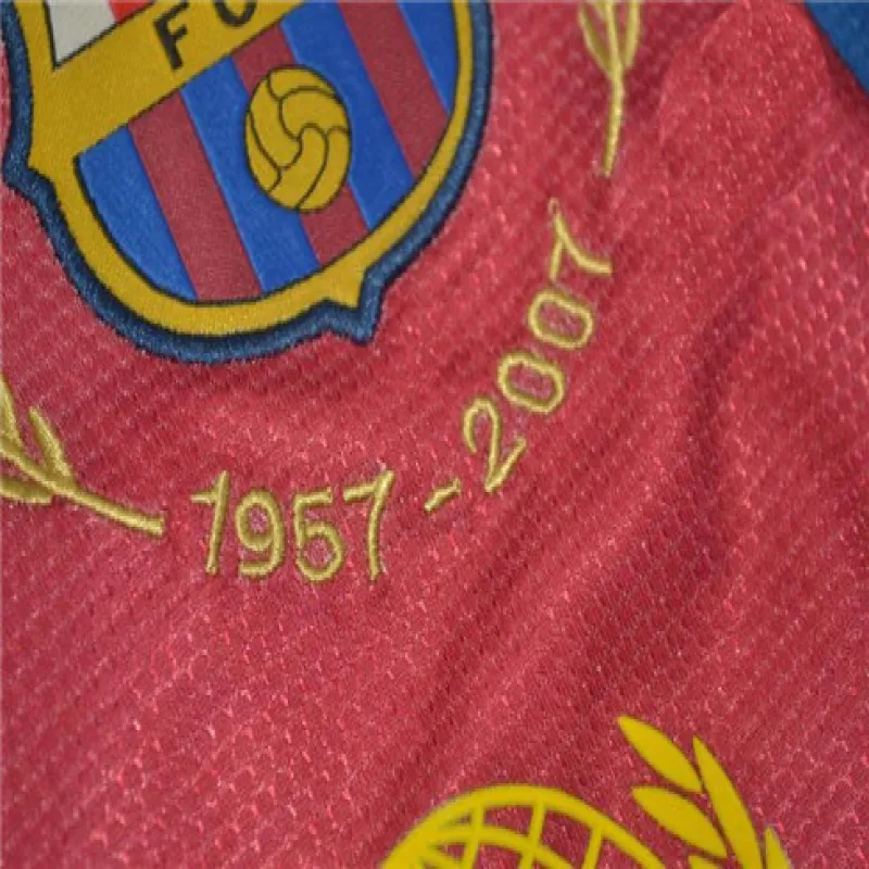 Camisa retro de manga larga del FC Barcelona Edición conmemorativa 1957-2007 - Rojo/Azul