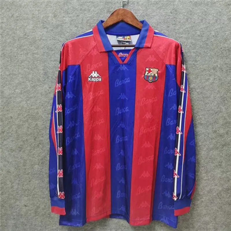 FC Barcelona Retro Langarm-Trikot 1996/97 Heimspiel - Rot/Blau