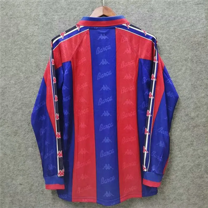 FC Barcelona Retro Langarm-Trikot 1996/97 Heimspiel - Rot/Blau
