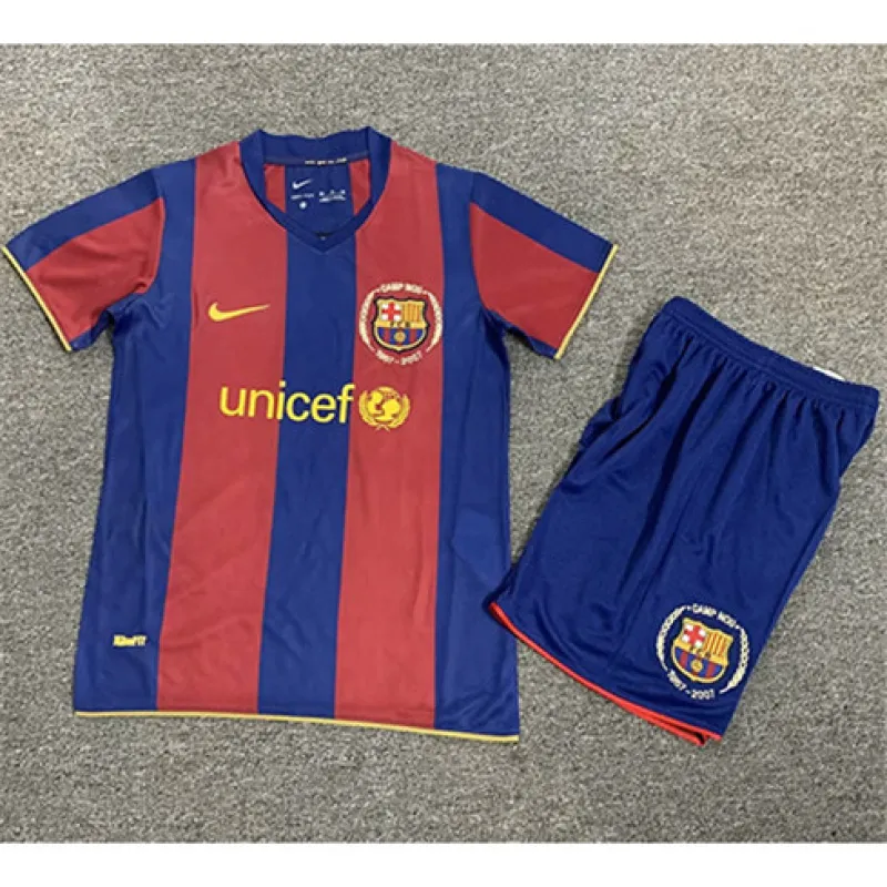 Maglia retrò per bambini del FC Barcelona 2007/08 campo casa - Rosso/Azzurro