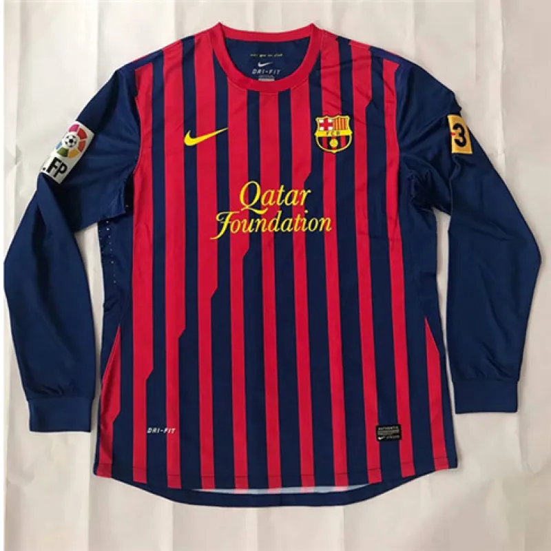 Maillot rétro à manches longues du FC Barcelona 2011/12  domicile - Rouge/Bleu