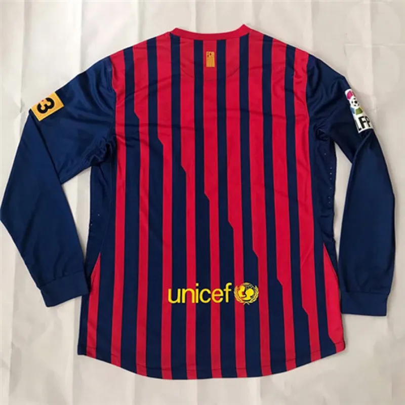 Maillot rétro à manches longues du FC Barcelona 2011/12  domicile - Rouge/Bleu