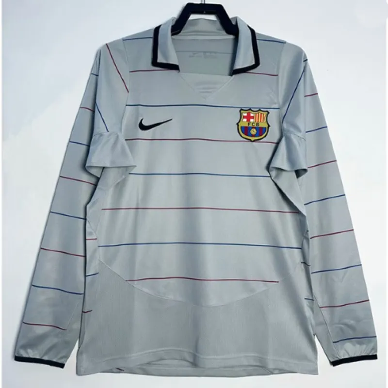 Maglia retrò a maniche lunghe del FC Barcelona 2002-04 trasferta - Grigio