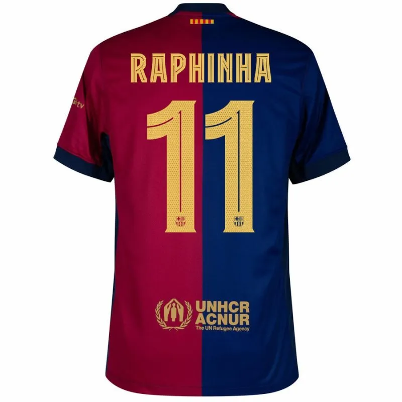 FC Barcelona RAPHINHA 2024/25 Home Jersey with New Sponsor - Red/Blue
