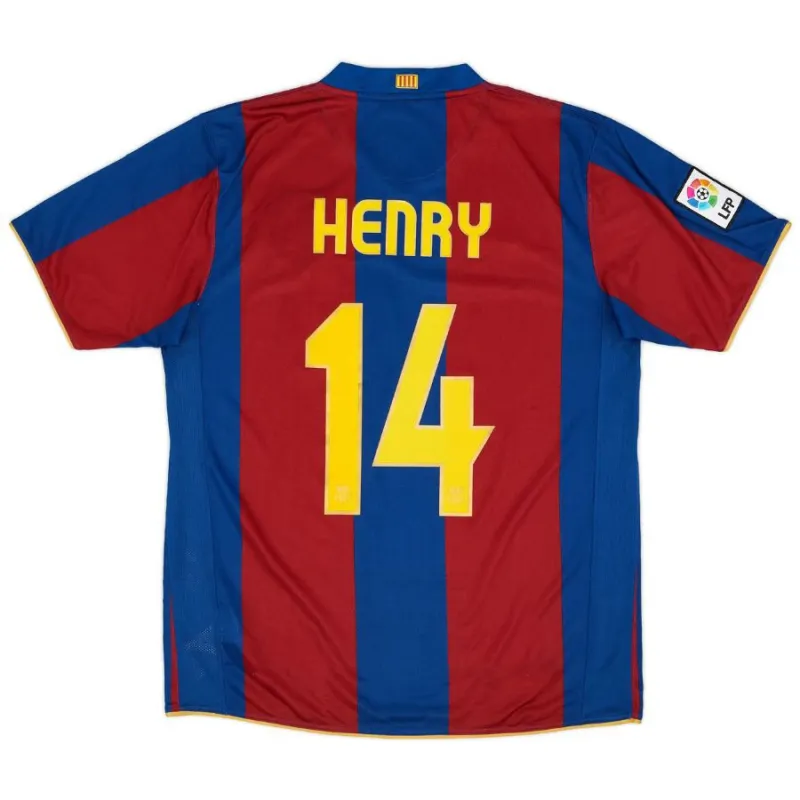 Maglia retro di Henry per il Barcelona, casa 2007/08 - Rosso/Azzurro