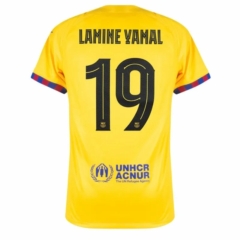 Camiseta infantil cuarta del FC Barcelona LAMING YAMAL 2024/25 - Amarillo