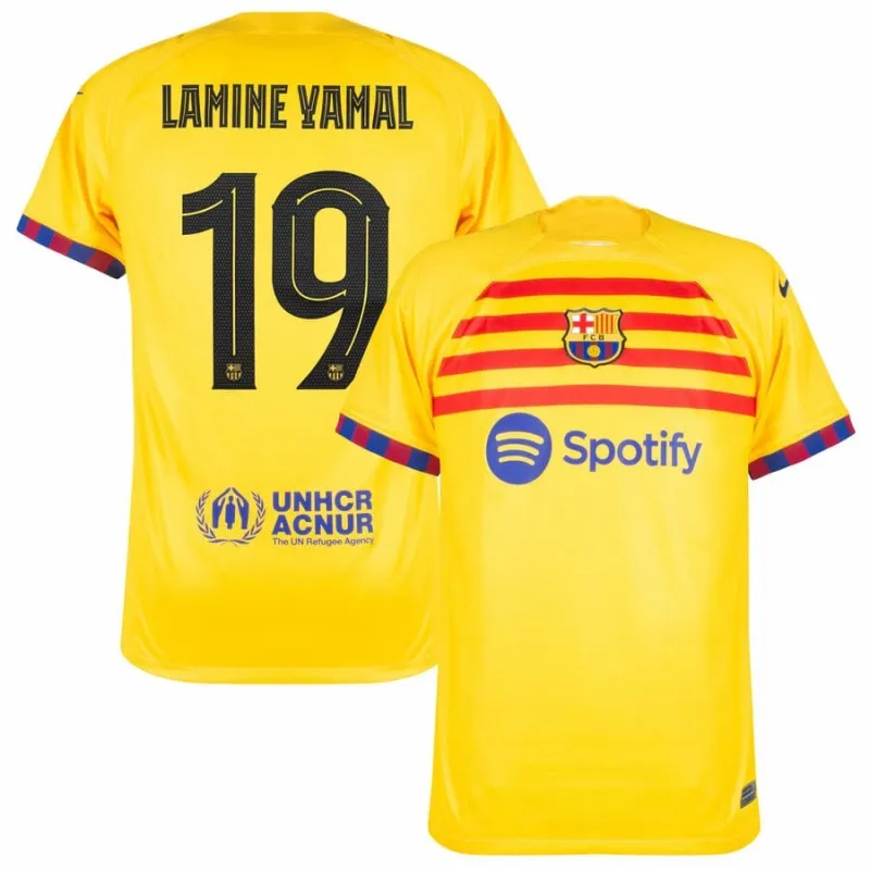 Camiseta infantil cuarta del FC Barcelona LAMING YAMAL 2024/25 - Amarillo