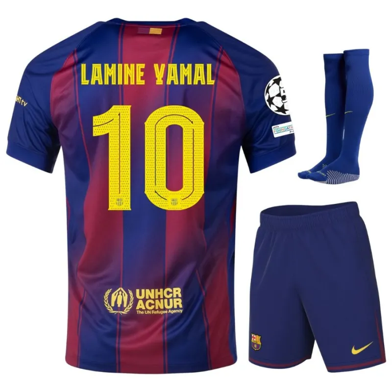 Barcelona YAMAL 2025/26 Home UCL Kids' Jersey Set - Red/Blue