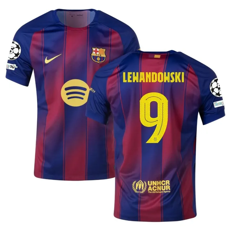 Barcelona LEWANDOWSKI 2025/26 Home UCL Kids' Jersey - Red/Blue