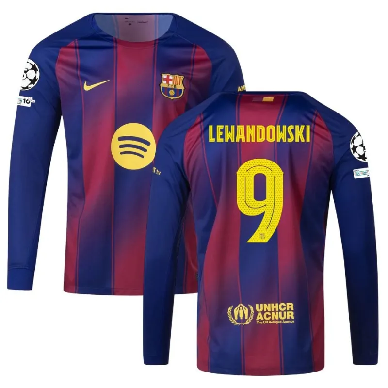 Barcelona Home Long Sleeve Jersey UCL 2025/26 LEWANDOWSKI