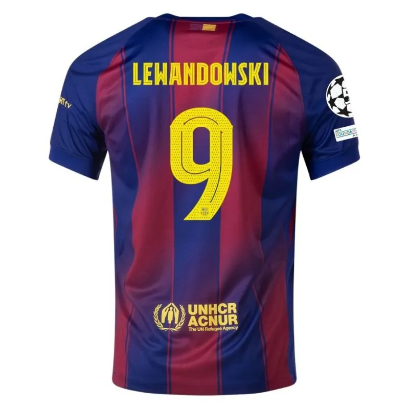 Barcelona LEWANDOWSKI 2025/26 Home UCL Kids' Jersey Set - Red/Blue