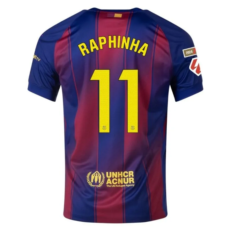 Barcelona RAPHINHA 2025/26 Home Kids' Jersey Set - Red/Blue