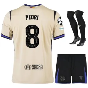 Barcelona PEDRI UCL 2025/26 Kids Away Kit Jersey - Beige
