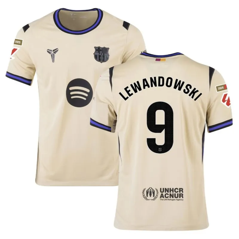 Barcelona LEWANDOWSKI 2025/26 Camiseta Visitante Infantil - Beige