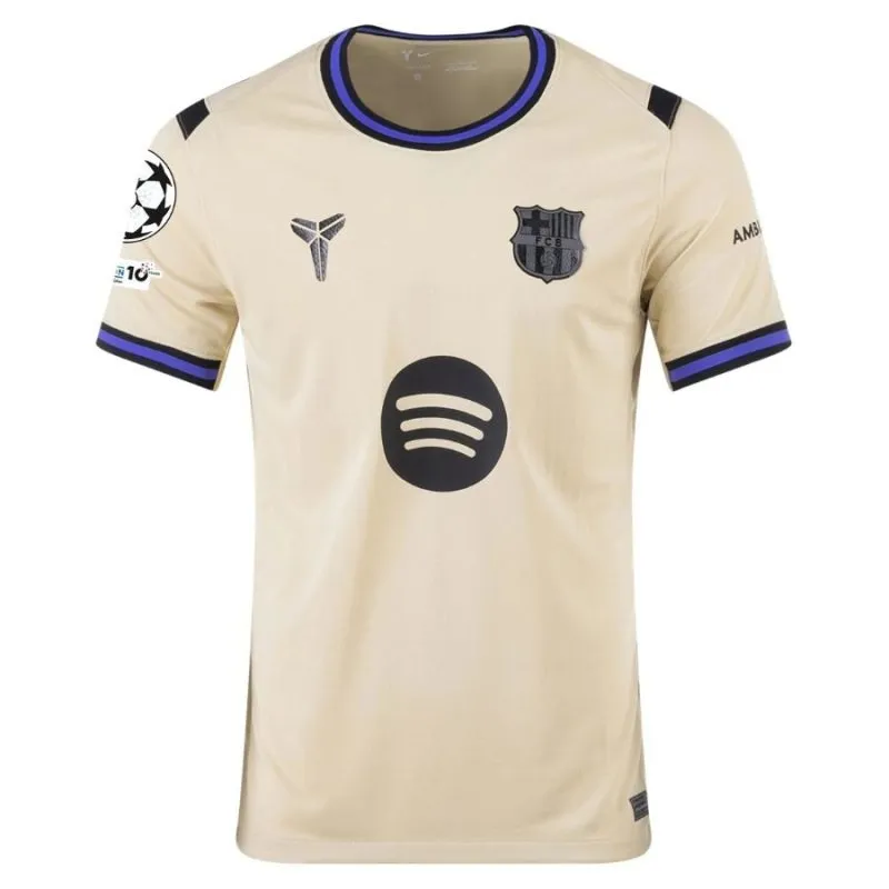 Barcelona LEWANDOWSKI UCL 2025/26 Kids Away Kit Jersey - Beige