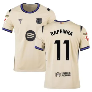 Barcelona RAPHINHA 2025/26 Kids Away Jersey - Beige