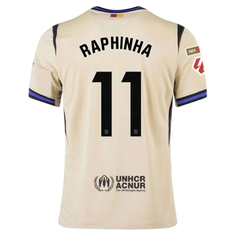 Barcelona RAPHINHA 2025/26 Kids Away Kit Jersey - Beige
